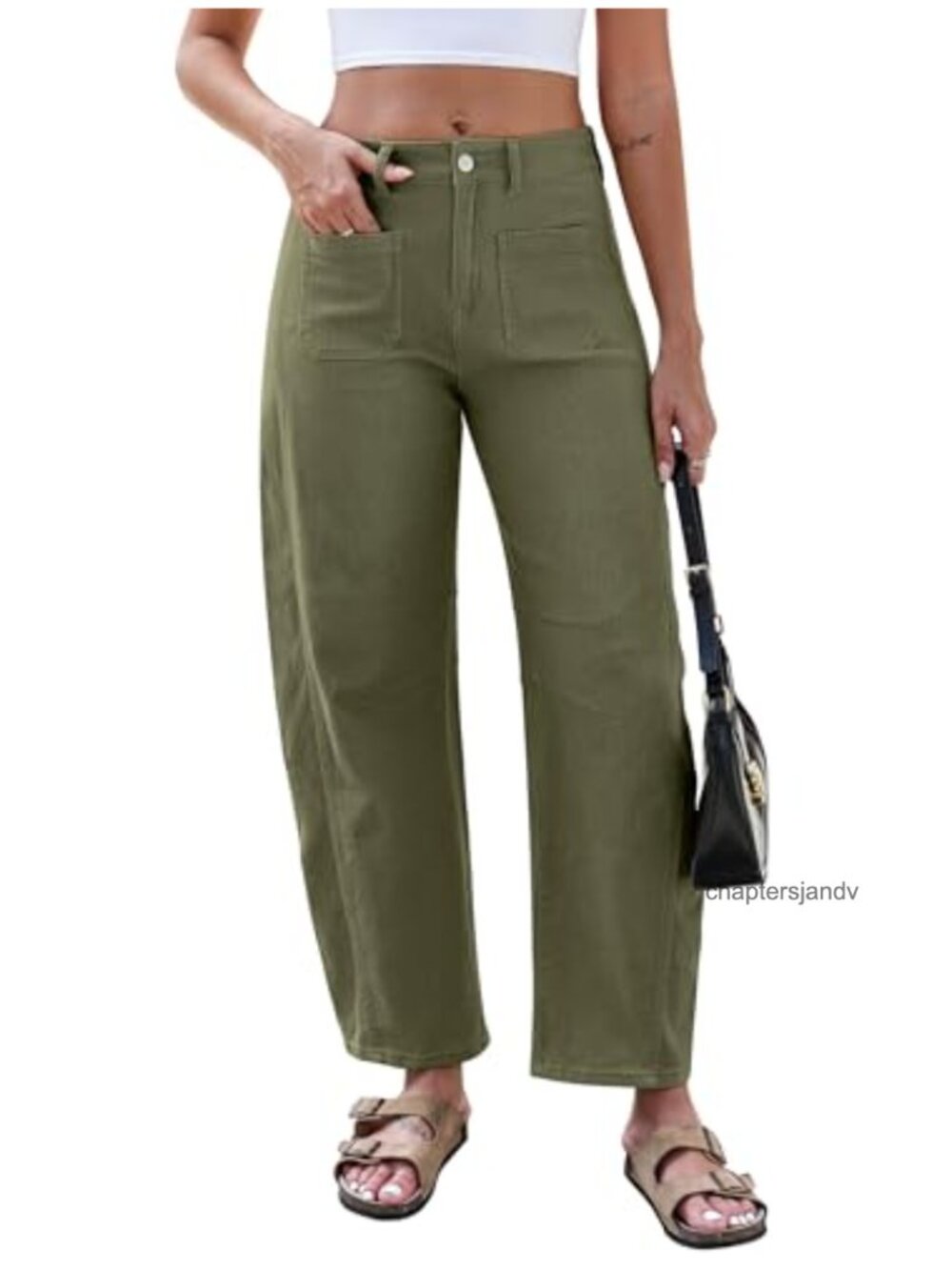 Wide Leg Barrel Pants High Waist Baggy Y2K Boyfriend Ankle Trousers with Pockets